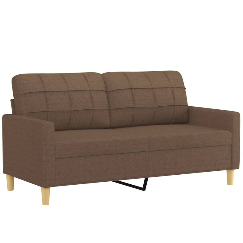 2-Sitzer-Sofa mit Zierkissen Braun 140 cm Stoff