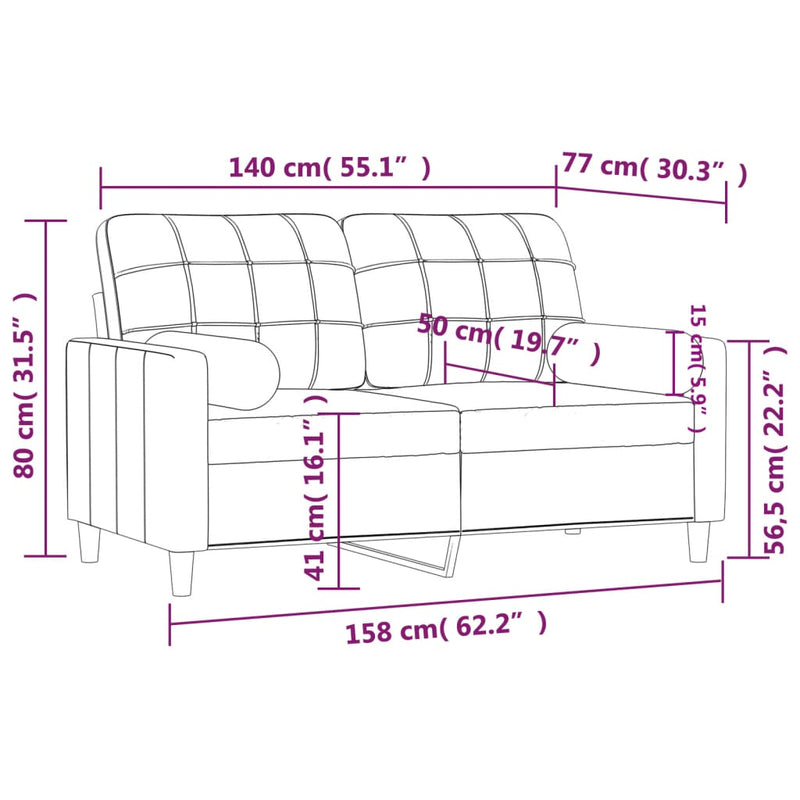 2-Sitzer-Sofa mit Zierkissen Hellgelb 140 cm Stoff