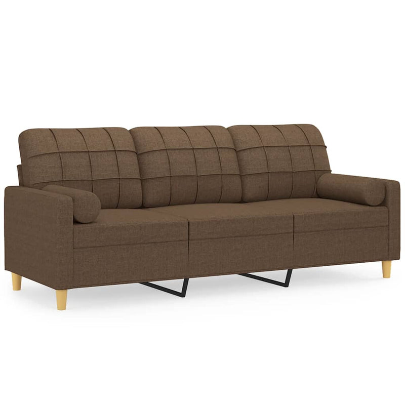 3-Sitzer-Sofa mit Zierkissen Braun 180 cm Stoff