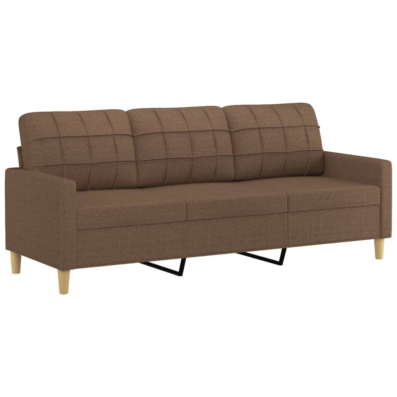 3-Sitzer-Sofa mit Zierkissen Braun 180 cm Stoff