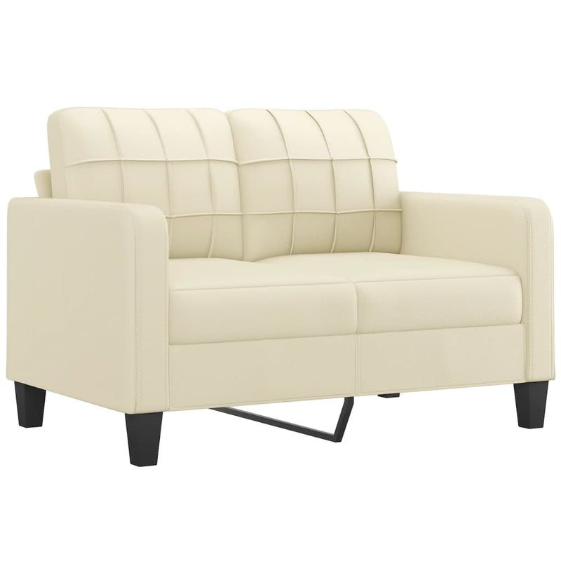 2-Sitzer-Sofa mit Zierkissen Creme 120 cm Kunstleder