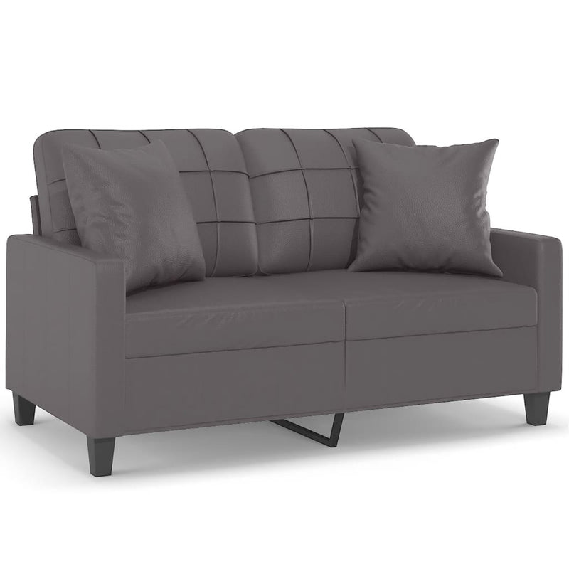 2-Sitzer-Sofa mit Zierkissen Grau 120 cm Kunstleder