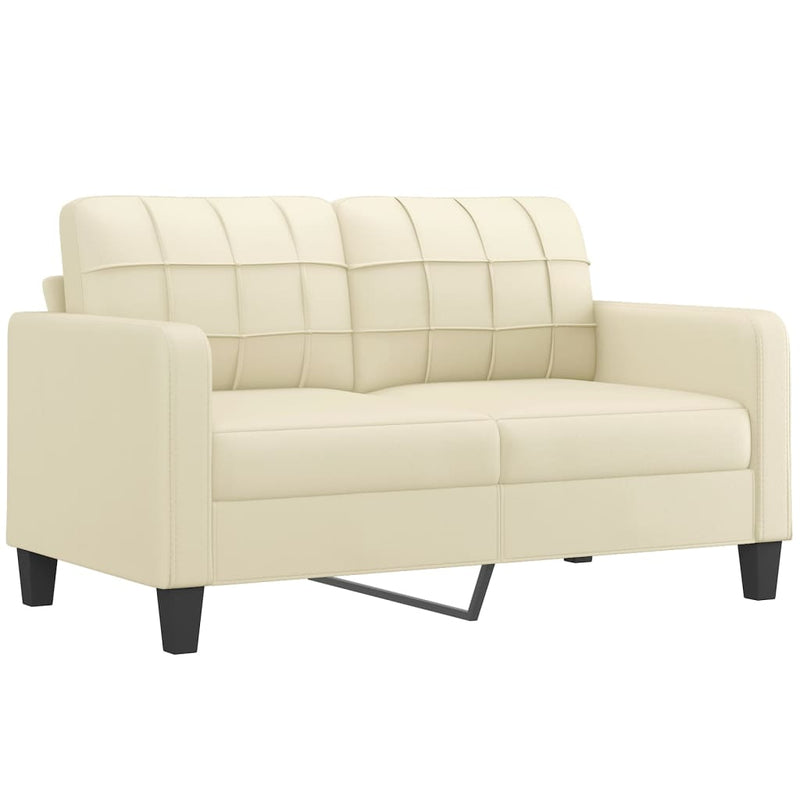 2-Sitzer-Sofa mit Zierkissen Creme 140 cm Kunstleder