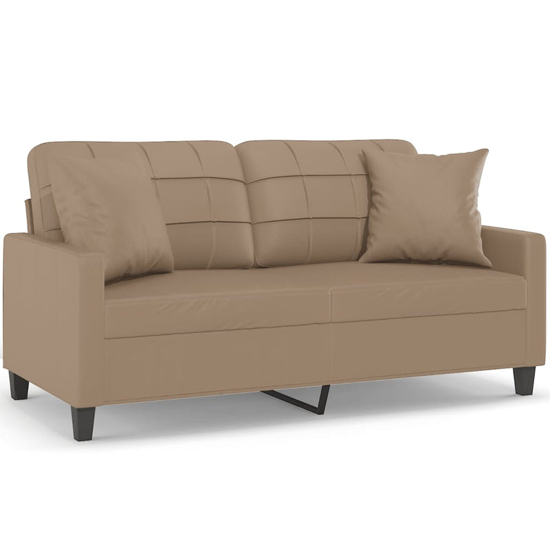 2-Sitzer-Sofa mit Zierkissen Cappuccino-Braun 140 cm Kunstleder