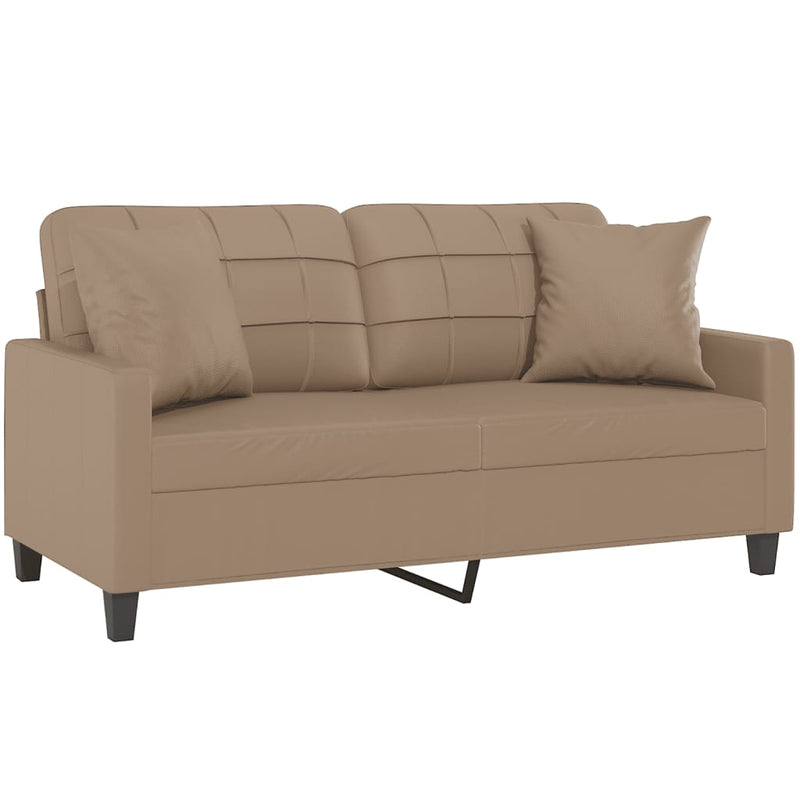 2-Sitzer-Sofa mit Zierkissen Cappuccino-Braun 140 cm Kunstleder