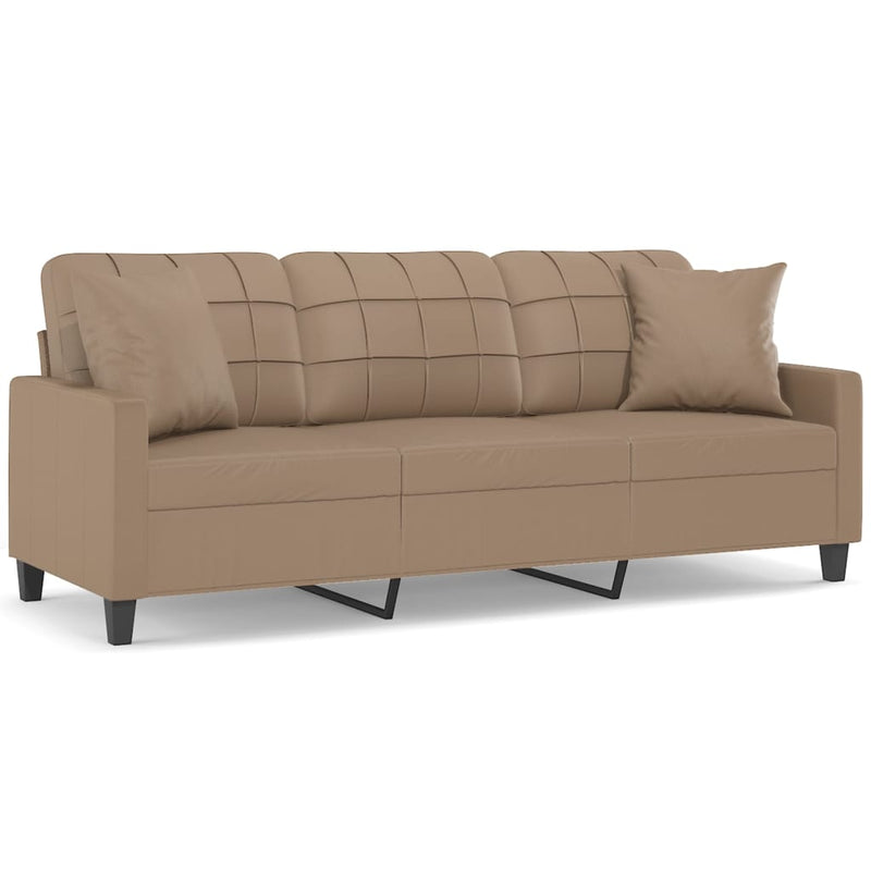 3-Sitzer-Sofa mit Zierkissen Cappuccino-Braun 180 cm Kunstleder