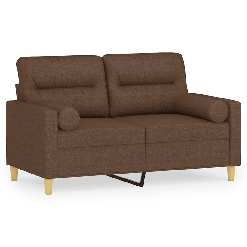 2-Sitzer-Sofa mit Zierkissen Braun 120 cm Stoff