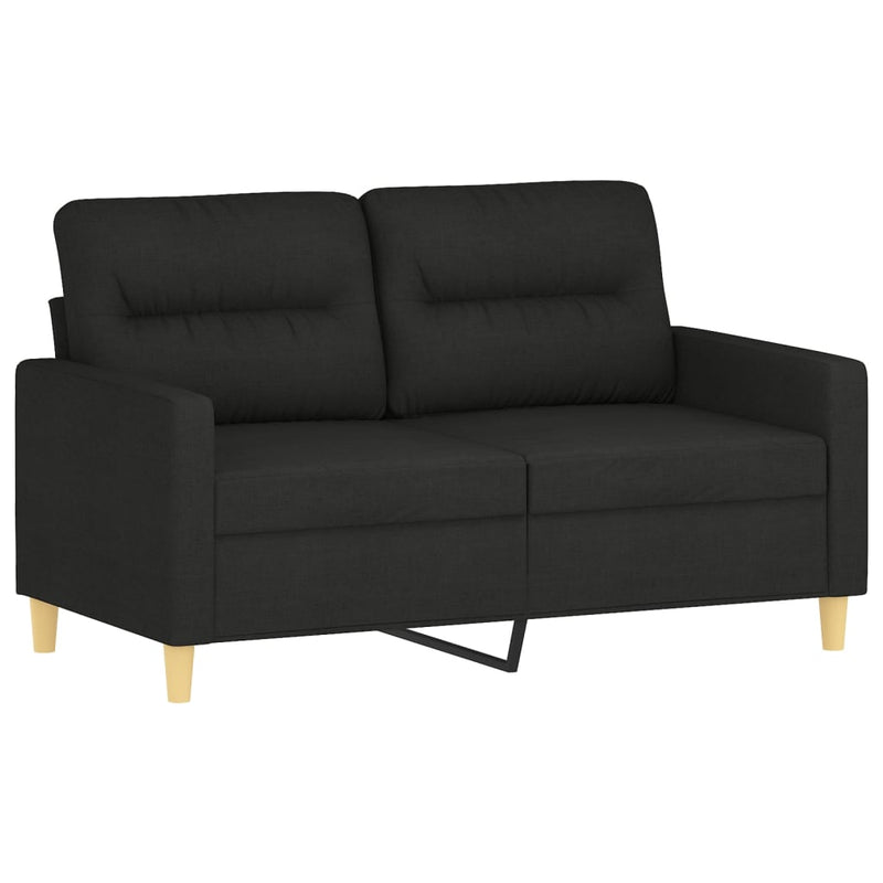 2-Sitzer-Sofa mit Zierkissen Schwarz 120 cm Stoff