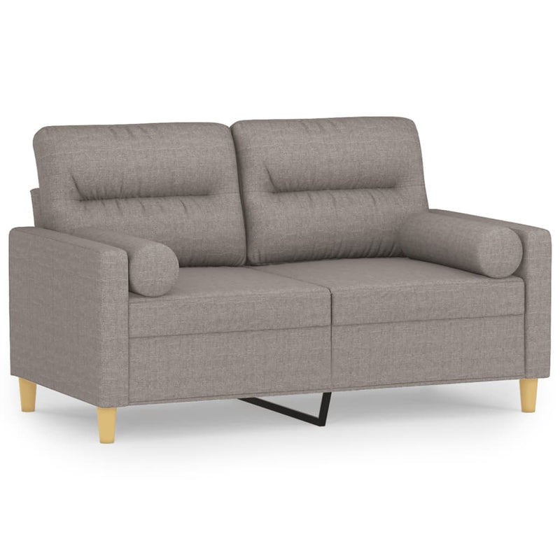 2-Sitzer-Sofa mit Zierkissen Taupe 120 cm Stoff