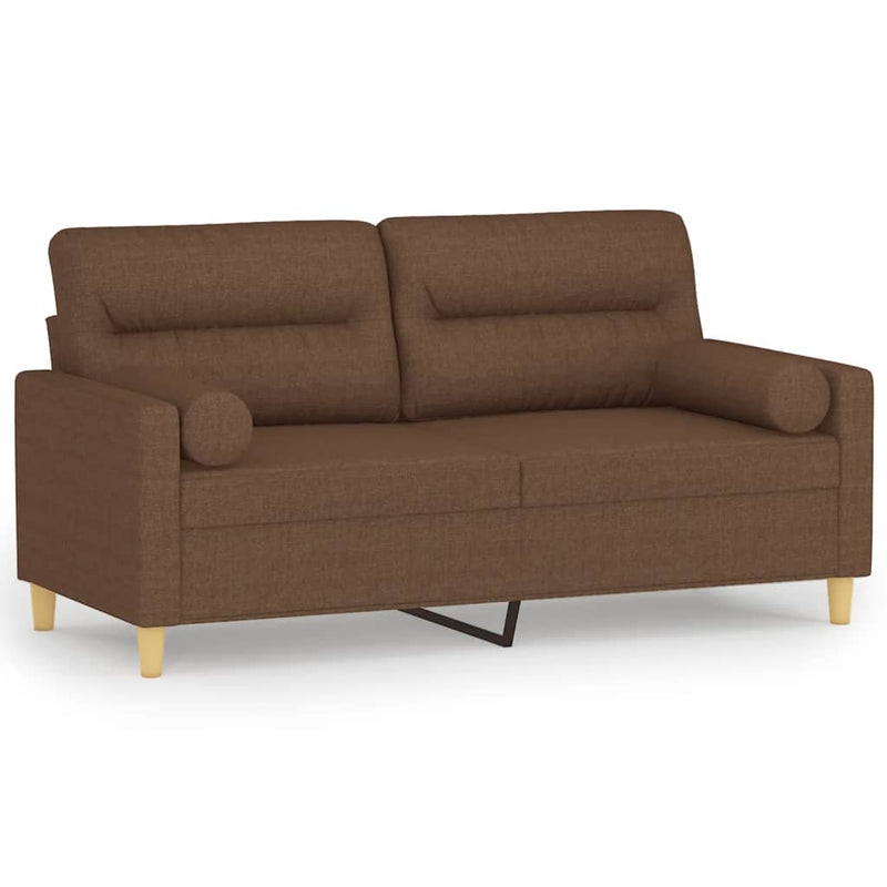 2-Sitzer-Sofa mit Zierkissen Braun 140 cm Stoff