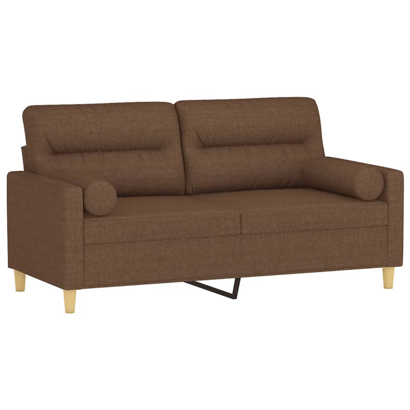 2-Sitzer-Sofa mit Zierkissen Braun 140 cm Stoff