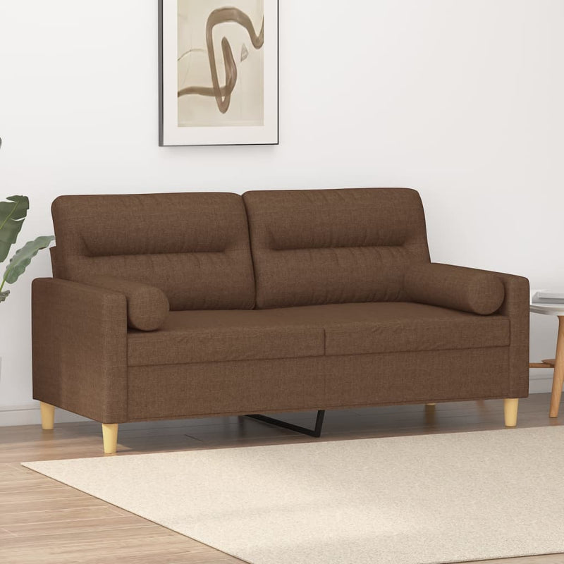 2-Sitzer-Sofa mit Zierkissen Braun 140 cm Stoff