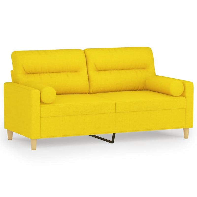 2-Sitzer-Sofa mit Zierkissen Hellgelb 140 cm Stoff