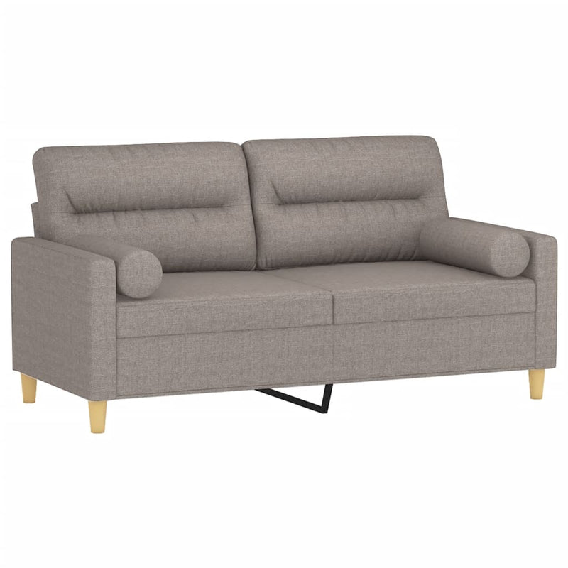 2-Sitzer-Sofa mit Zierkissen Taupe 140 cm Stoff