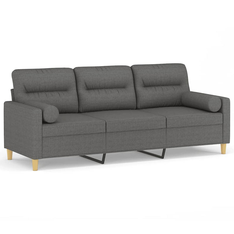 3-Sitzer-Sofa mit Zierkissen Dunkelgrau 180 cm Stoff