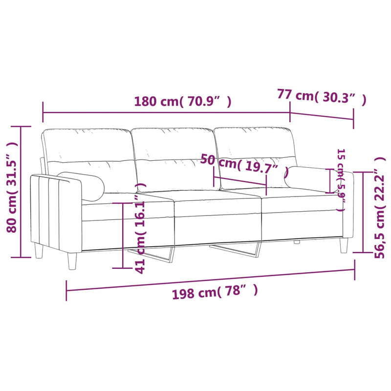 3-Sitzer-Sofa mit Zierkissen Dunkelgrau 180 cm Stoff