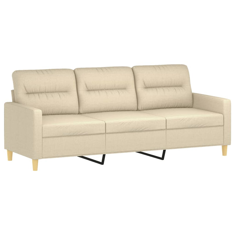 3-Sitzer-Sofa mit Zierkissen Creme 180 cm Stoff