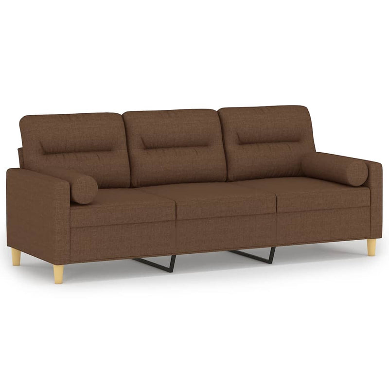 3-Sitzer-Sofa mit Zierkissen Braun 180 cm Stoff