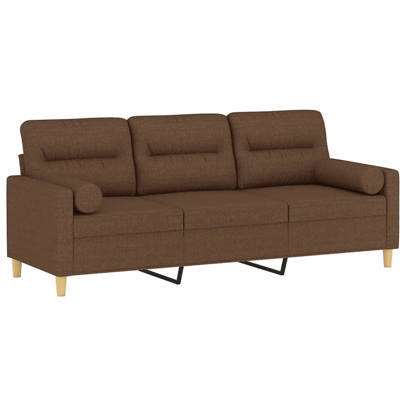 3-Sitzer-Sofa mit Zierkissen Braun 180 cm Stoff