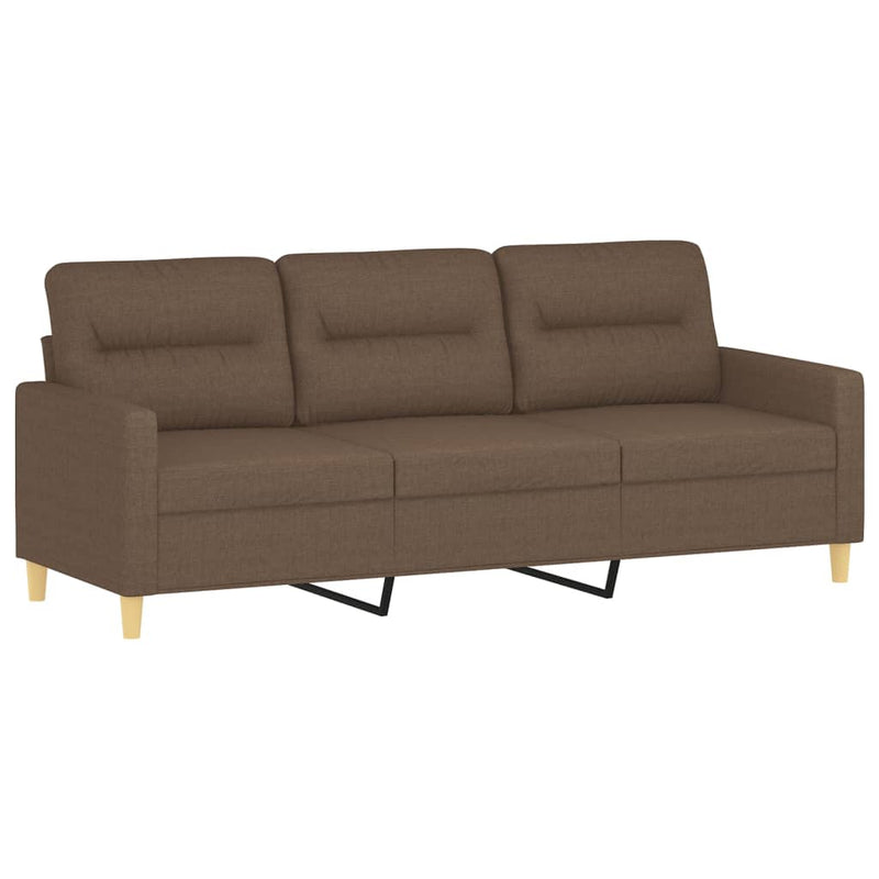 3-Sitzer-Sofa mit Zierkissen Braun 180 cm Stoff