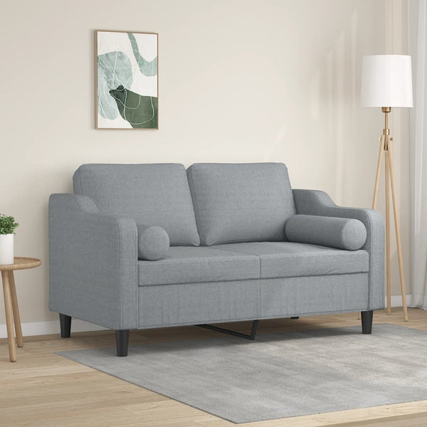 2-Sitzer-Sofa mit Zierkissen Hellgrau 120 cm Stoff