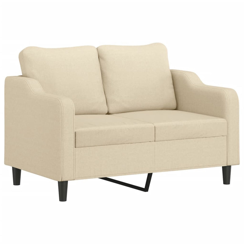 2-Sitzer-Sofa mit Zierkissen Creme 120 cm Stoff