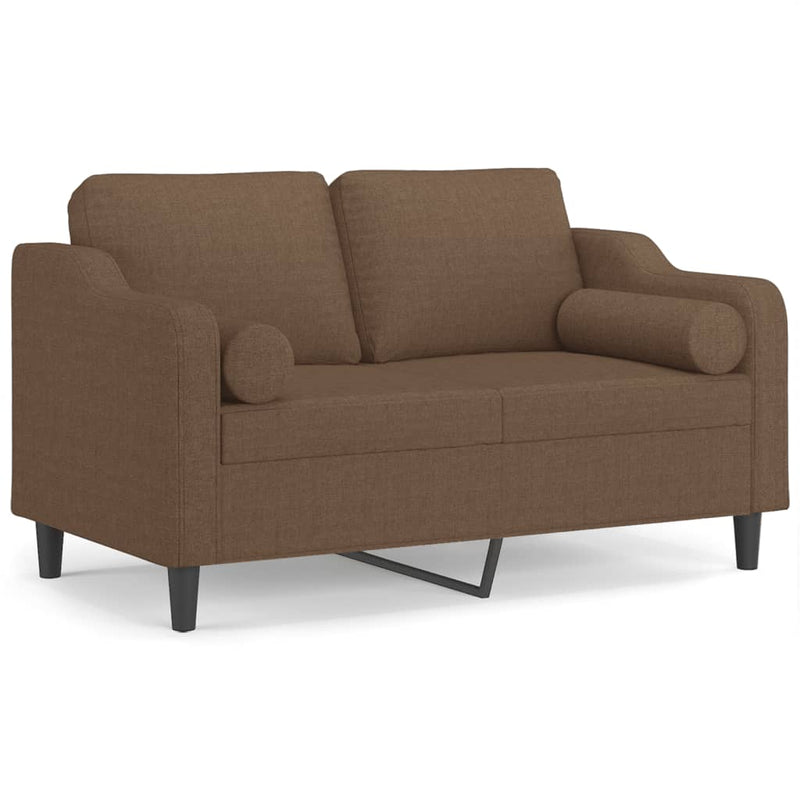 2-Sitzer-Sofa mit Zierkissen Braun 120 cm Stoff