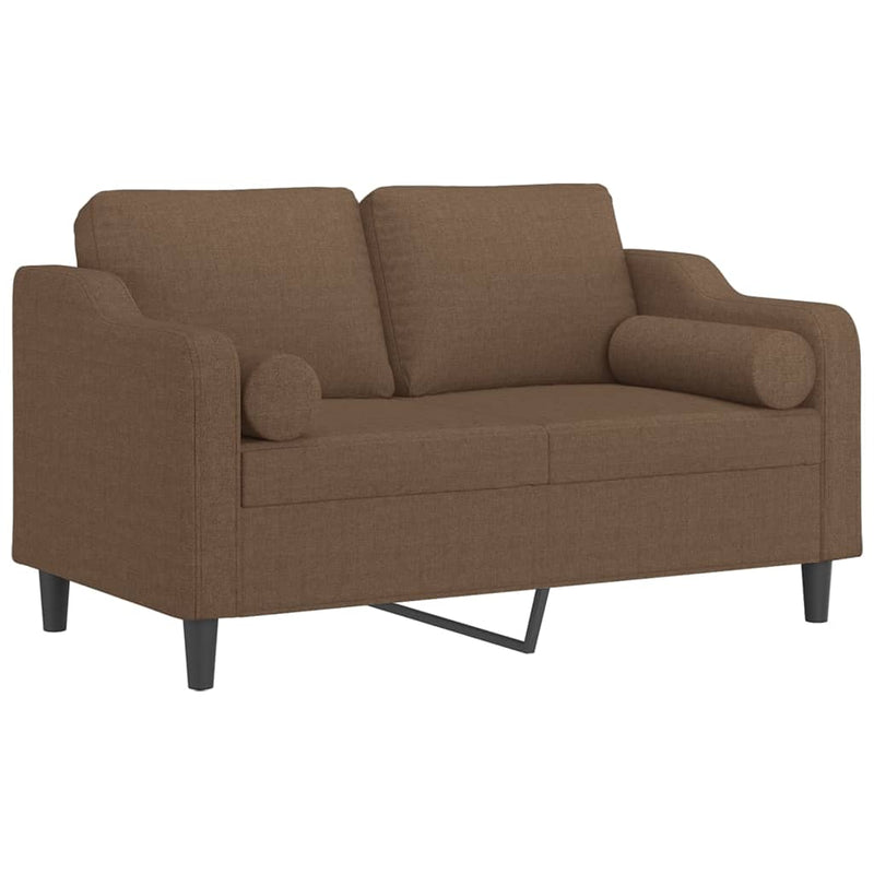 2-Sitzer-Sofa mit Zierkissen Braun 120 cm Stoff