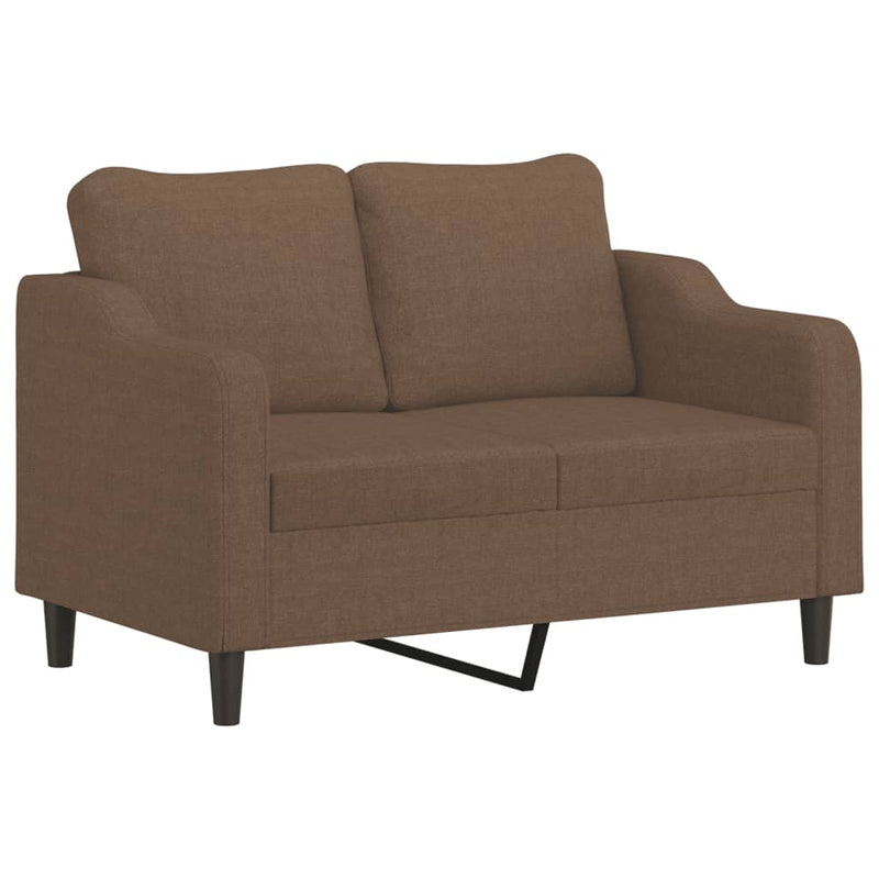 2-Sitzer-Sofa mit Zierkissen Braun 120 cm Stoff