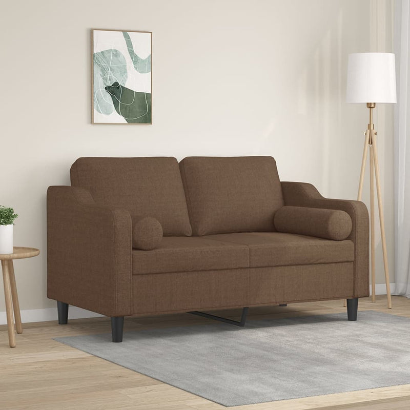 2-Sitzer-Sofa mit Zierkissen Braun 120 cm Stoff