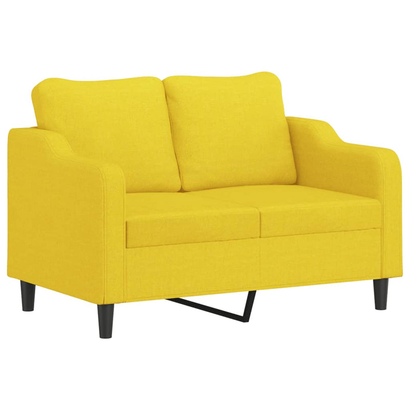 2-Sitzer-Sofa mit Zierkissen Hellgelb 120 cm Stoff