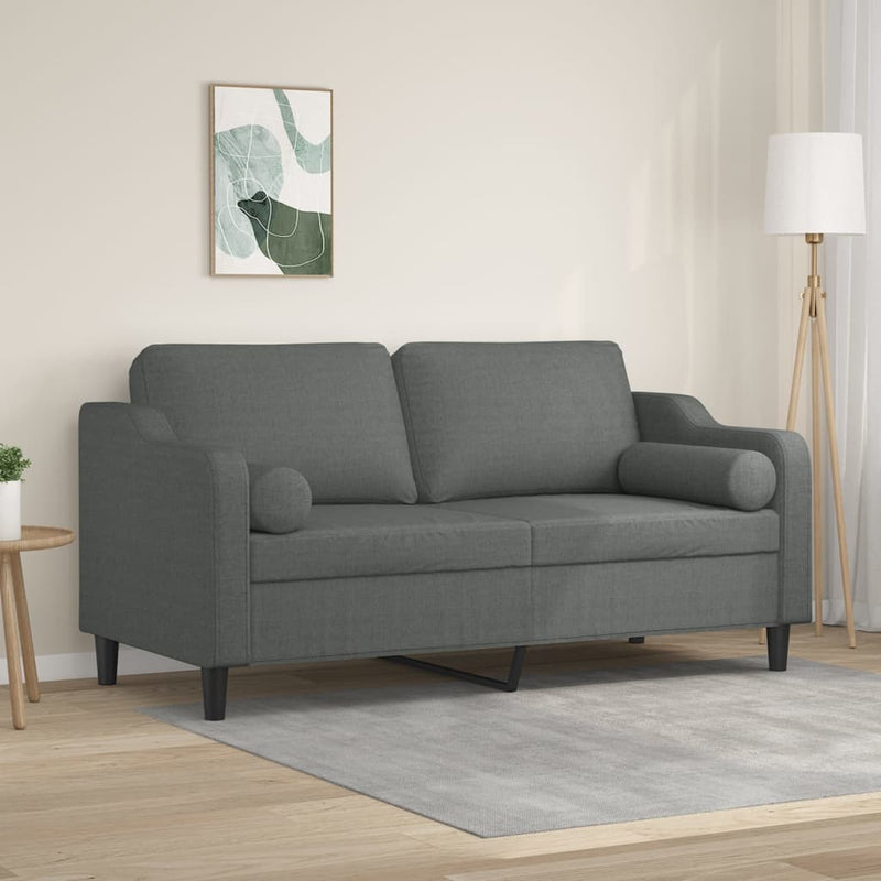 2-Sitzer-Sofa mit Zierkissen Dunkelgrau 140 cm Stoff