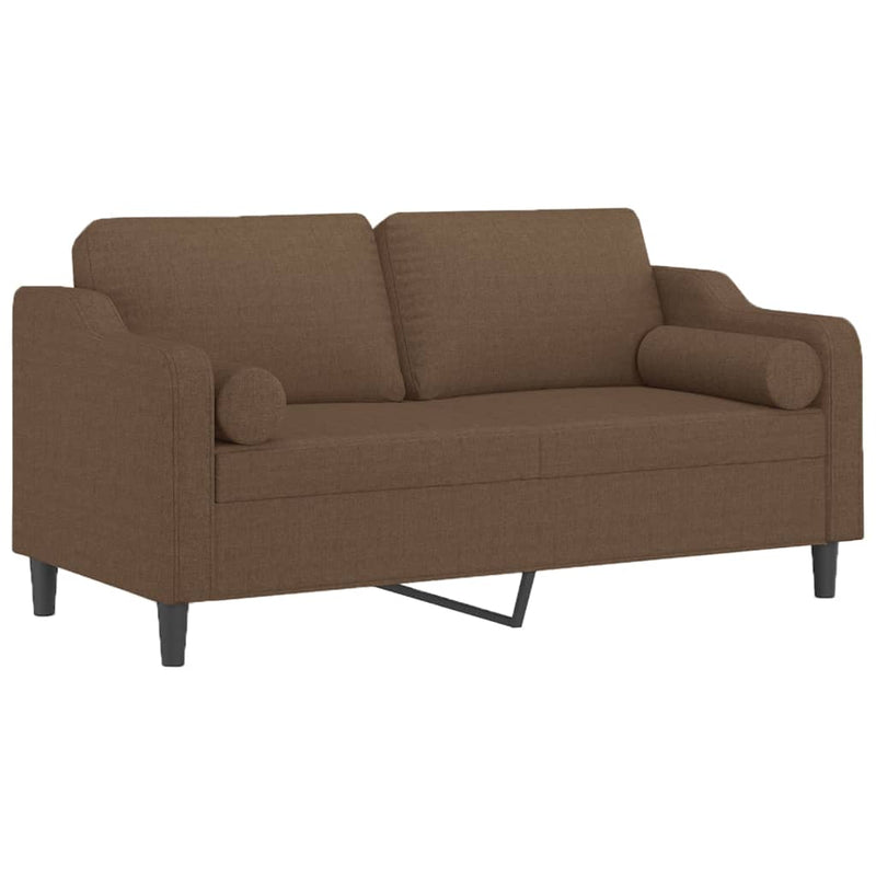 2-Sitzer-Sofa mit Zierkissen Braun 140 cm Stoff