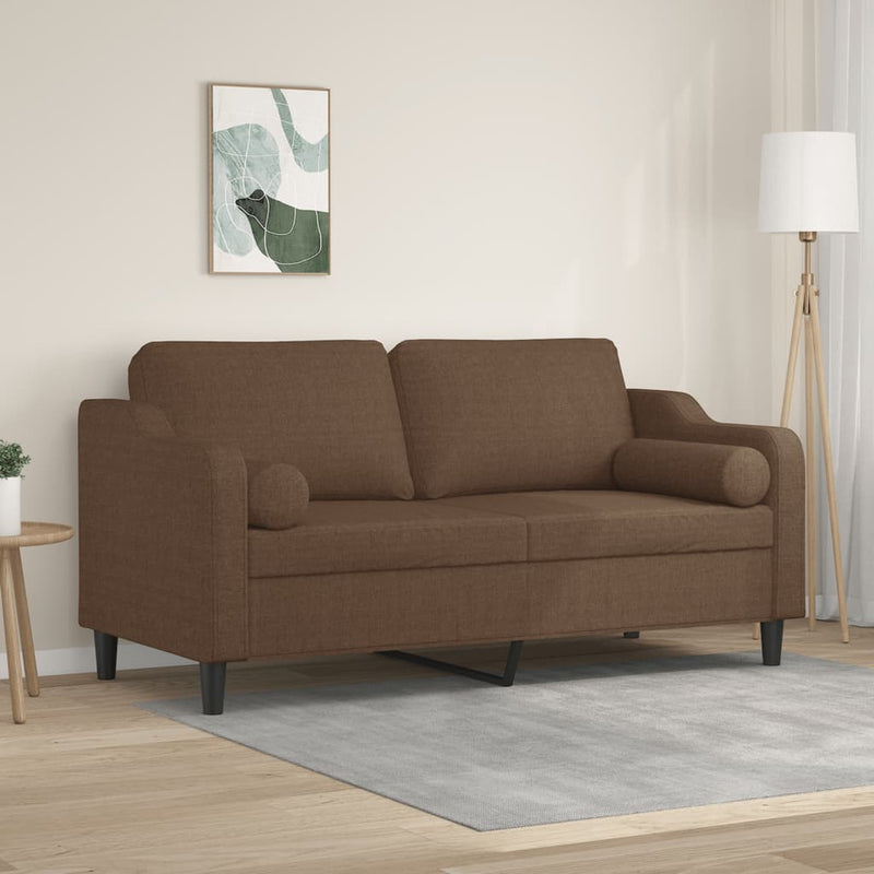 2-Sitzer-Sofa mit Zierkissen Braun 140 cm Stoff