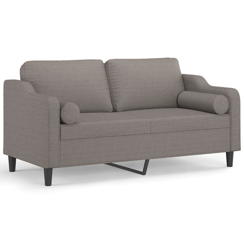 2-Sitzer-Sofa mit Zierkissen Taupe 140 cm Stoff