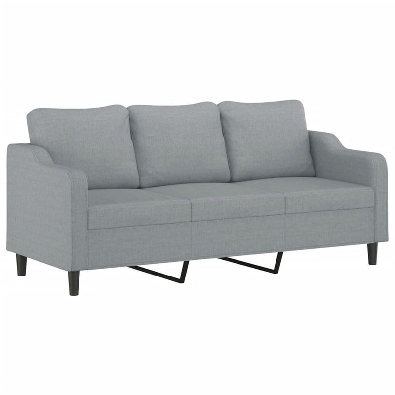 3-Sitzer-Sofa mit Zierkissen Hellgrau 180 cm Stoff