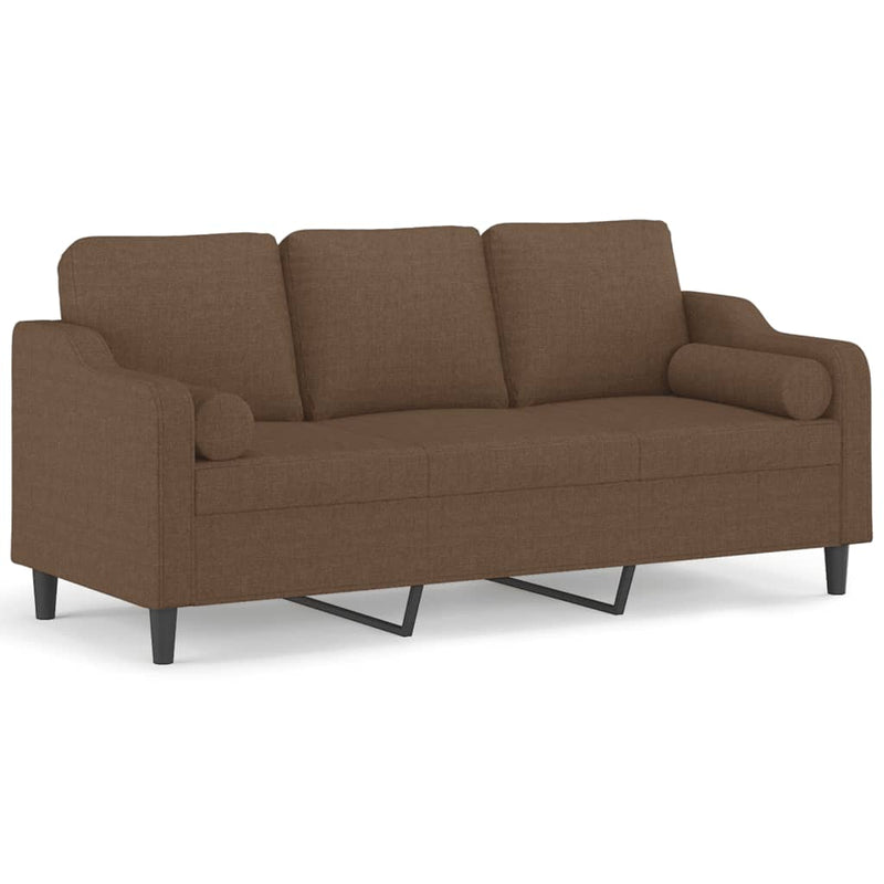 3-Sitzer-Sofa mit Zierkissen Braun 180 cm Stoff