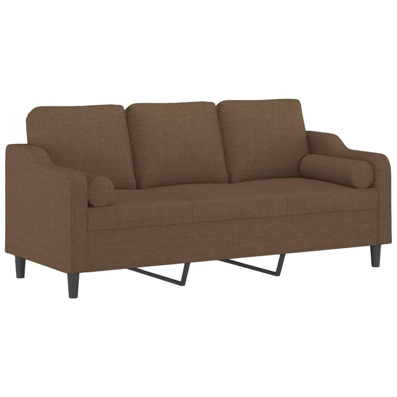 3-Sitzer-Sofa mit Zierkissen Braun 180 cm Stoff