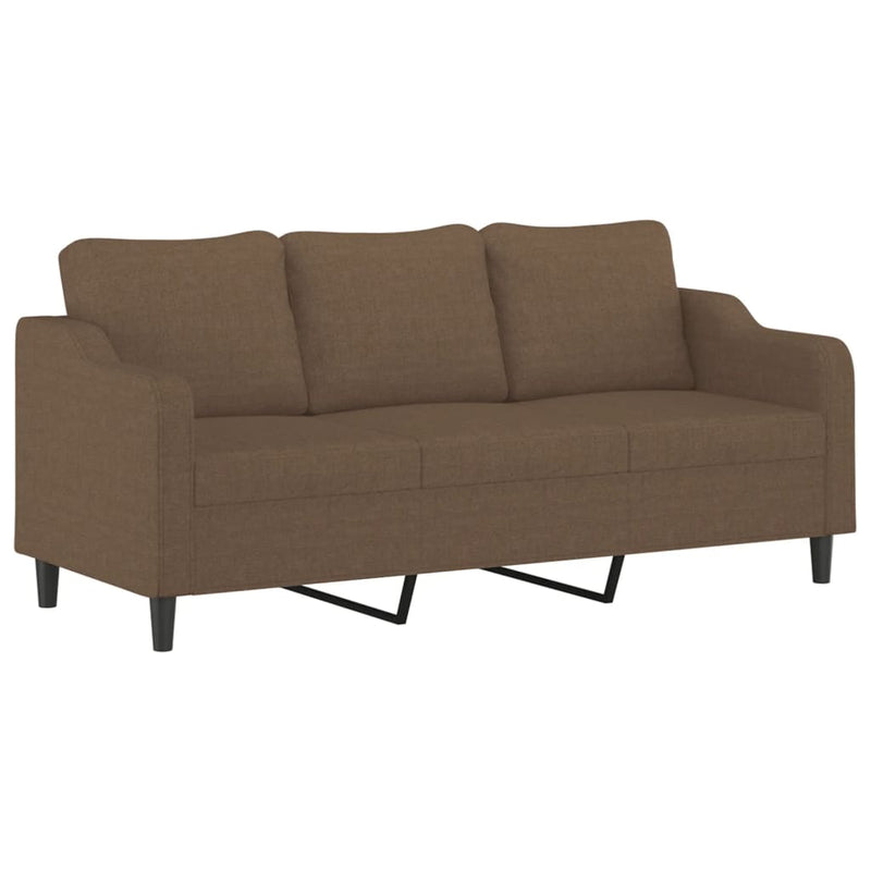 3-Sitzer-Sofa mit Zierkissen Braun 180 cm Stoff