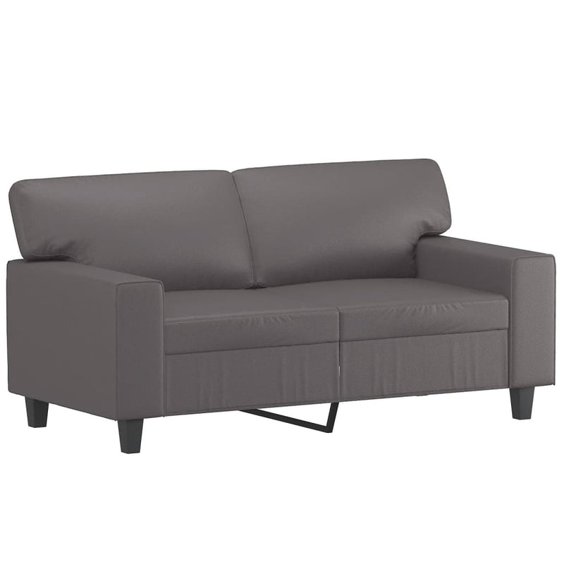 2-Sitzer-Sofa mit Zierkissen Grau 120 cm Kunstleder