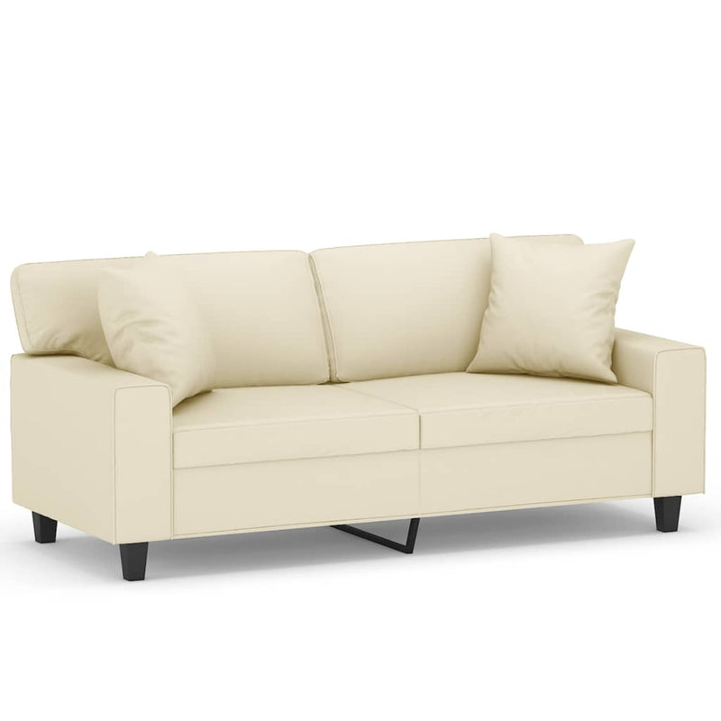 2-Sitzer-Sofa mit Zierkissen Creme 140 cm Kunstleder