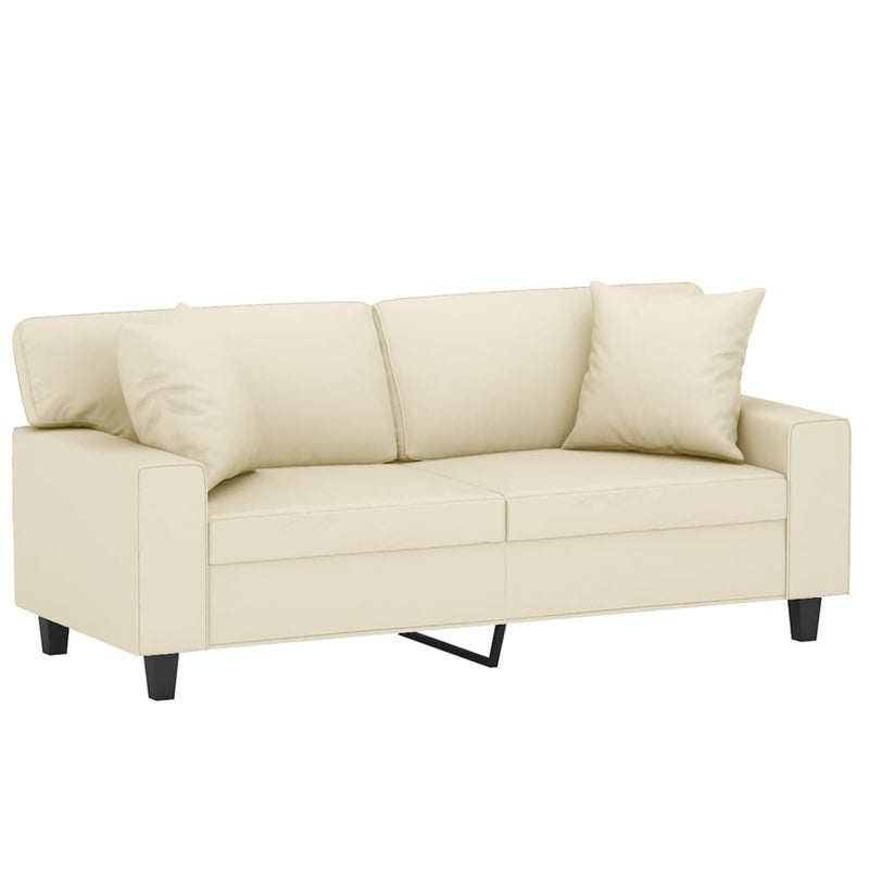 2-Sitzer-Sofa mit Zierkissen Creme 140 cm Kunstleder