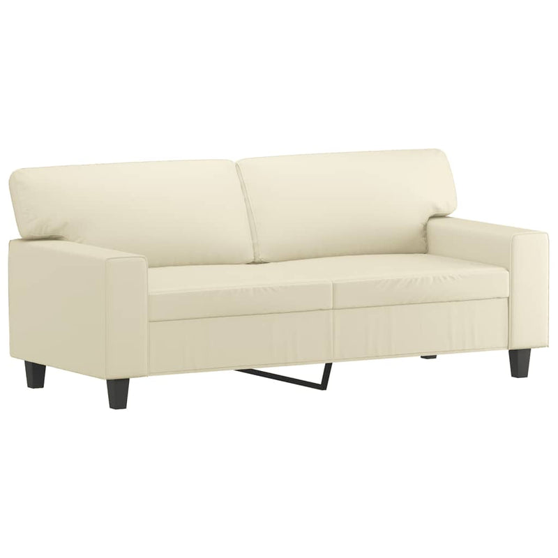 2-Sitzer-Sofa mit Zierkissen Creme 140 cm Kunstleder