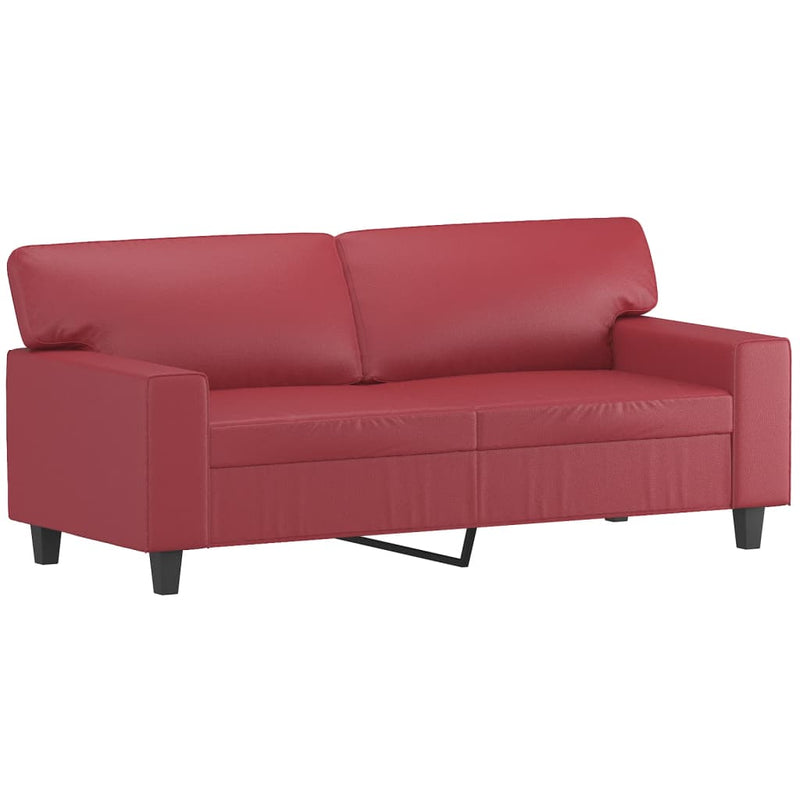 2-Sitzer-Sofa mit Zierkissen Weinrot 140 cm Kunstleder