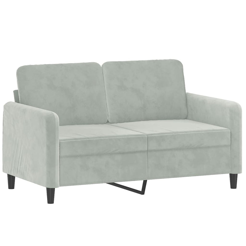 2-Sitzer-Sofa mit Zierkissen Hellgrau 120 cm Samt