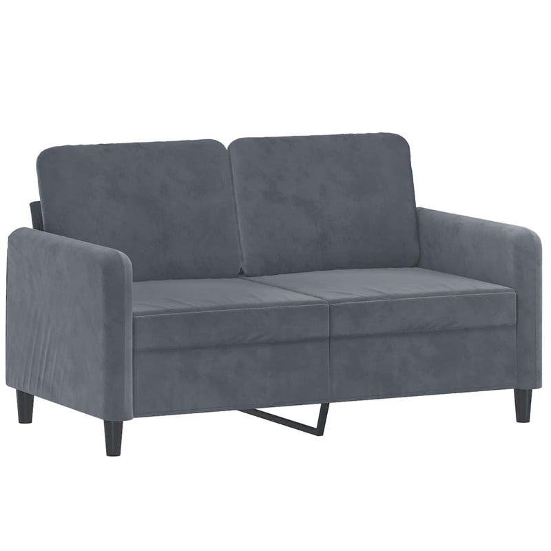 2-Sitzer-Sofa mit Zierkissen Dunkelgrau 120 cm Samt