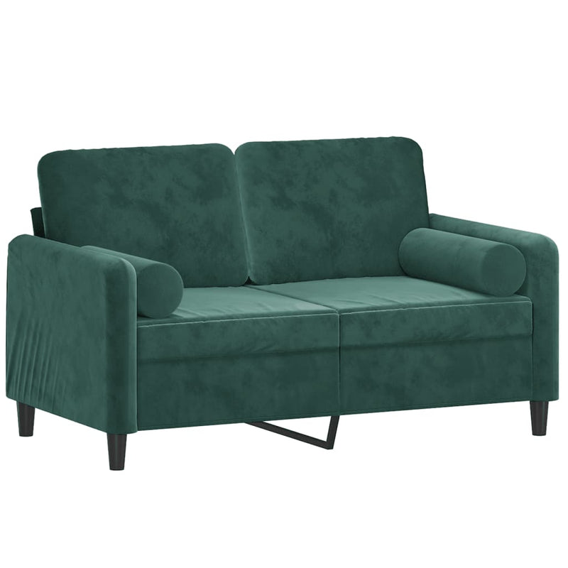 2-Sitzer-Sofa mit Zierkissen Dunkelgrün 120 cm Samt