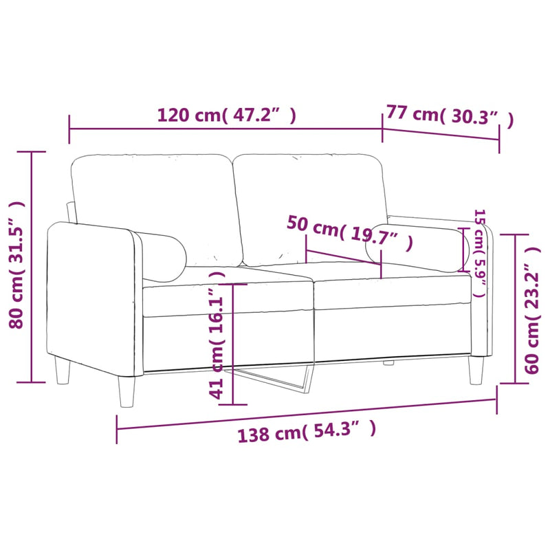 2-Sitzer-Sofa mit Zierkissen Dunkelgrün 120 cm Samt