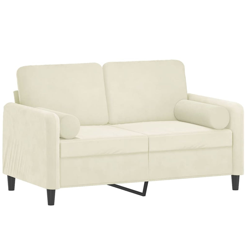 2-Sitzer-Sofa mit Zierkissen Creme 120 cm Samt