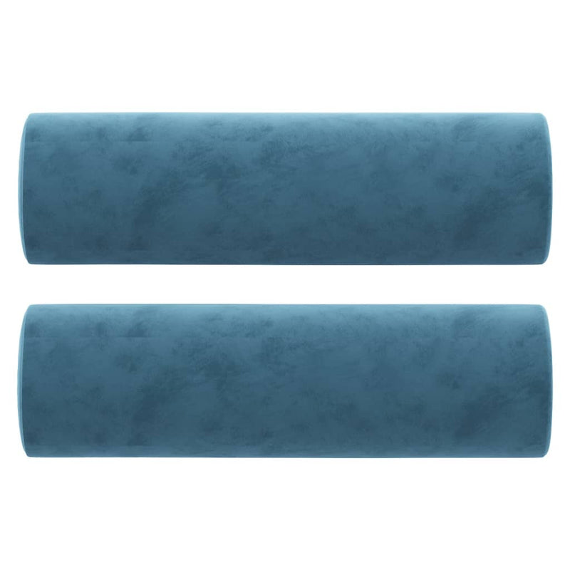 2-Sitzer-Sofa mit Zierkissen Blau 120 cm Samt